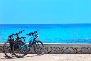 海沿いに置かれた自転車