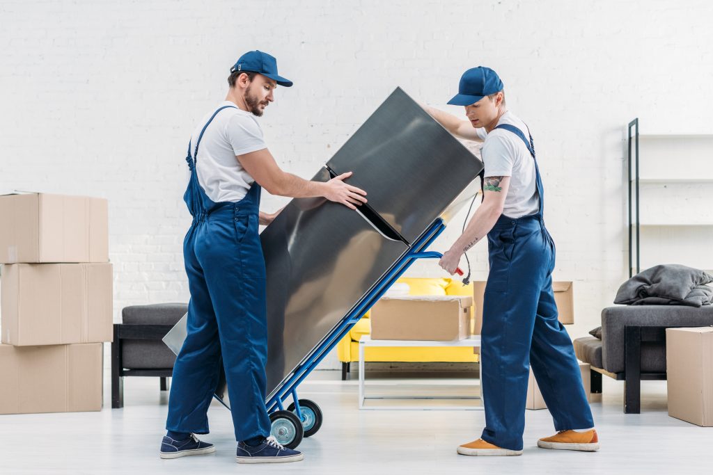 two movers using hand truck while transporting ref 2022 12 16 17 46 30 utc